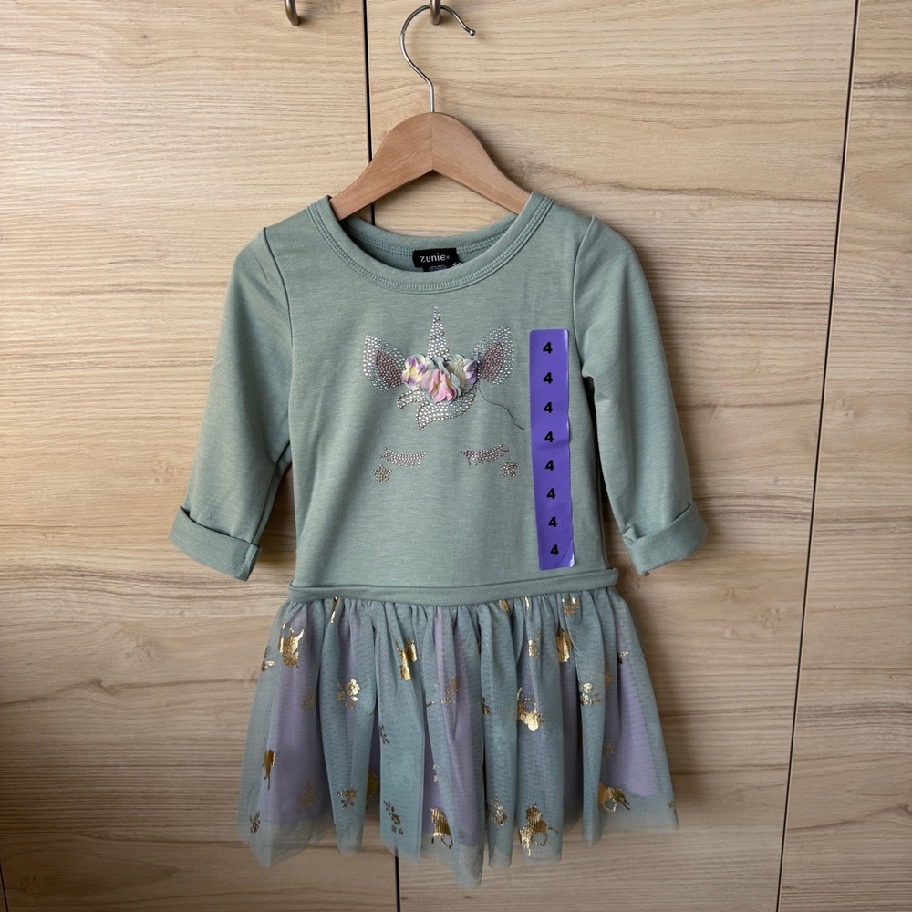 Zunie Green and Gold Unicorn Dress